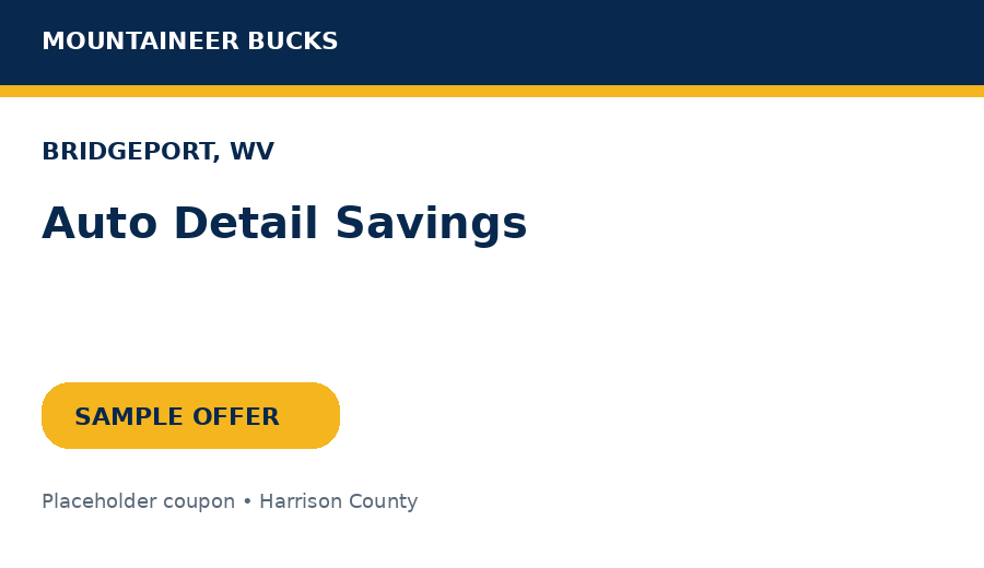 Sample Bridgeport coupon: Auto Detail Savings