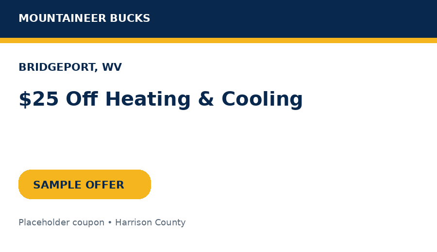 Sample Bridgeport coupon: $25 Off Heating & Cooling