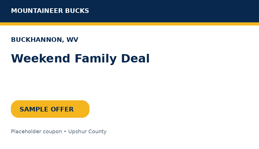 Sample Buckhannon coupon: Weekend Family Deal
