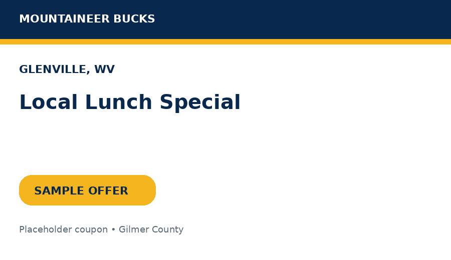 Sample Glenville coupon: Local Lunch Special