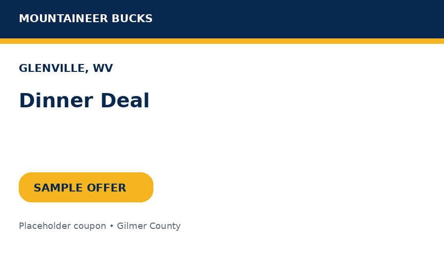 Sample Glenville coupon: Dinner Deal