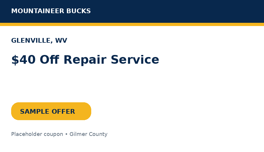 Sample Glenville coupon: $40 Off Repair Service