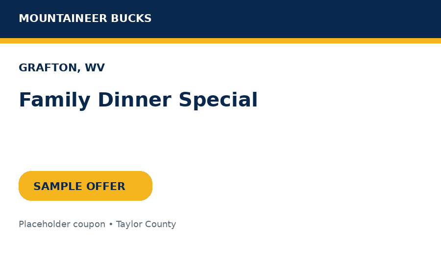 Sample Grafton coupon: Family Dinner Special