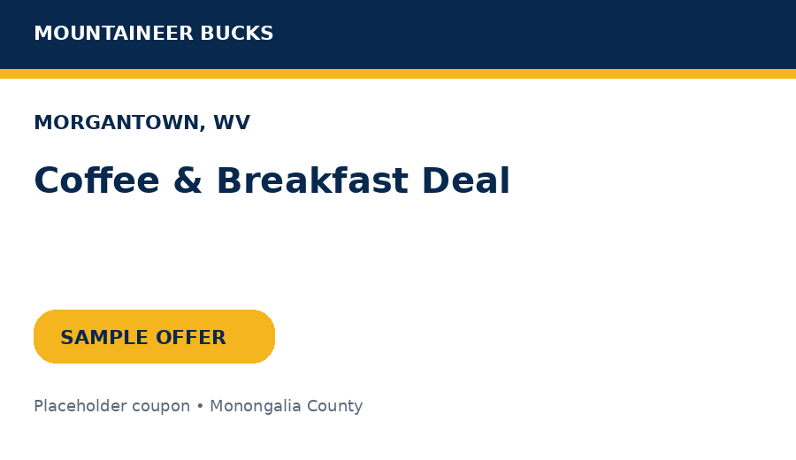 Sample Morgantown coupon: Coffee & Breakfast Deal