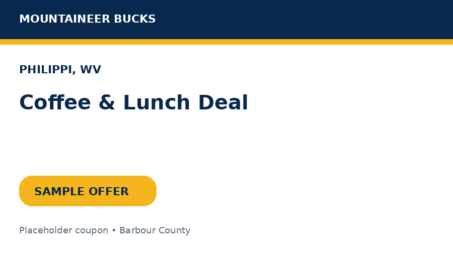 Sample Philippi coupon: Coffee & Lunch Deal