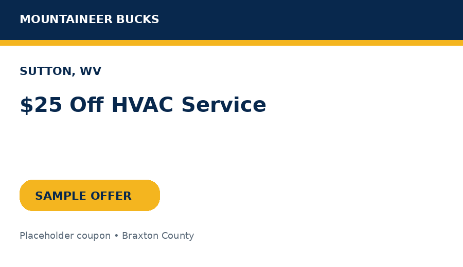 Sample Sutton coupon: $25 Off HVAC Service