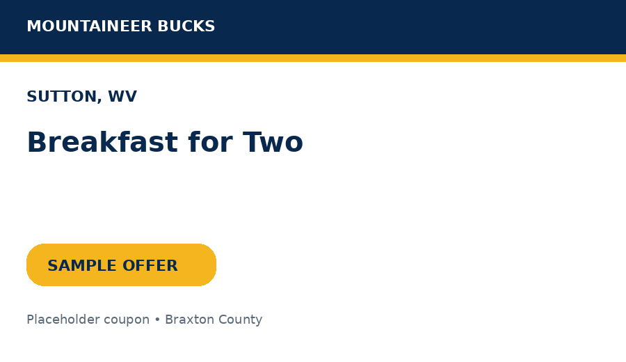 Sample Sutton coupon: Breakfast for Two