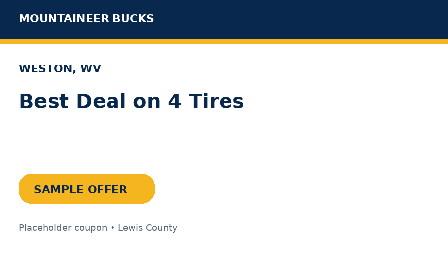 Sample Weston coupon: Best Deal on 4 Tires